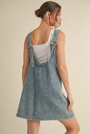 Denim Buckle Overall Dress