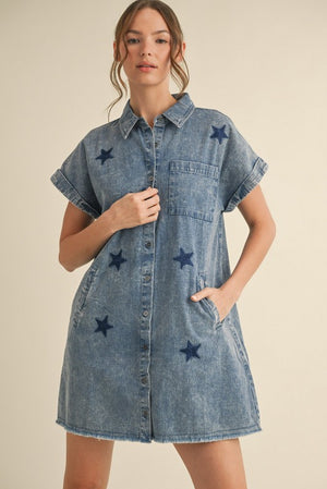 Star Washed Denim Dress