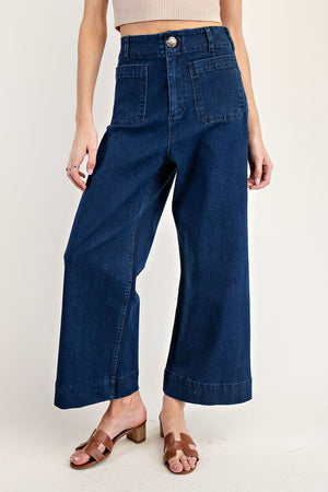 Wide Leg Dark Denim Pants