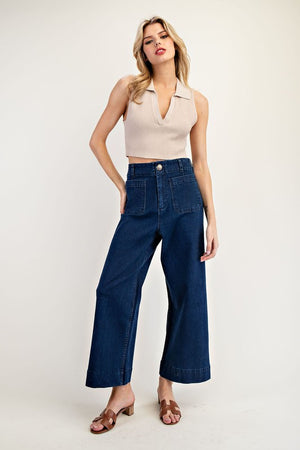 Wide Leg Dark Denim Pants