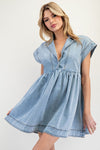 Denim Collared Mini Dress