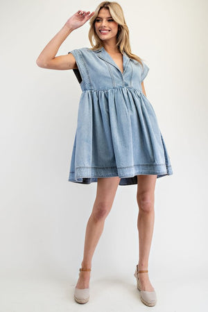 Denim Collared Mini Dress