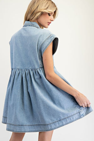 Denim Collared Mini Dress