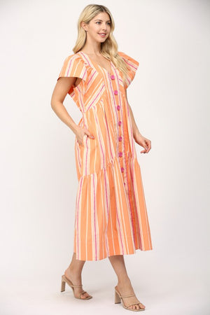 Stripe Maxi w/ button detail