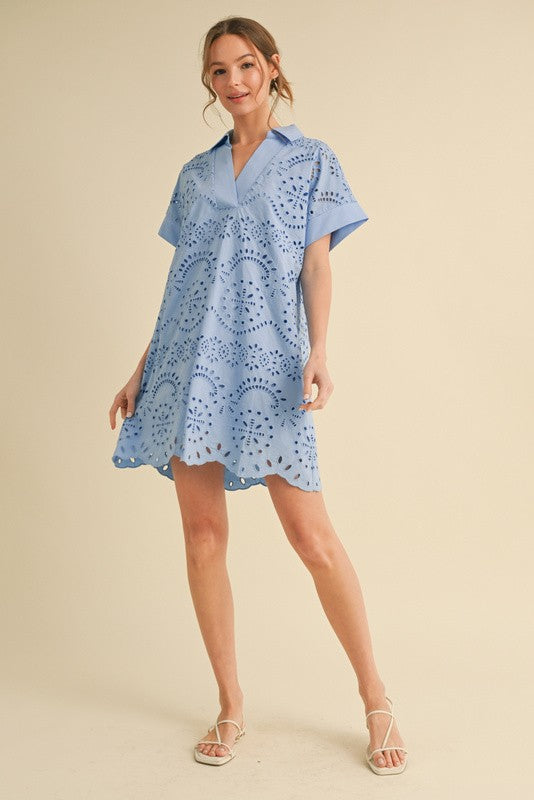 Eyelet Lace Dress w/ Collar