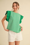 Stripe Flutter Sleeve Top