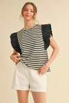 Stripe Flutter Sleeve Top