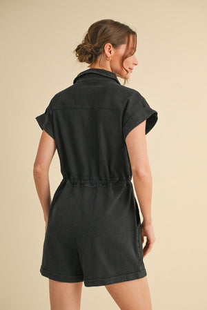 Washed Romper with front tie