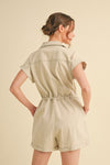 Washed Romper with front tie