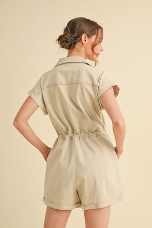 Washed Romper with front tie