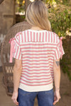 Pink Stripe Shoulder tie top