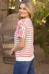 Pink Stripe Shoulder tie top