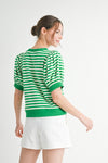 Kelly Green Stripe Short Sleeve Top