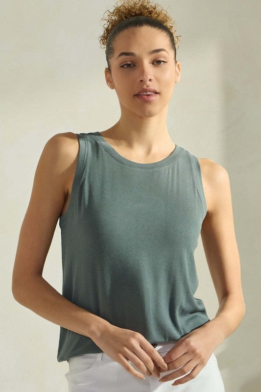 Ribbed Tank w/ Band Detail