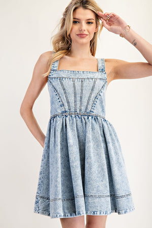 Anna Denim Fitted Top Mini Dress