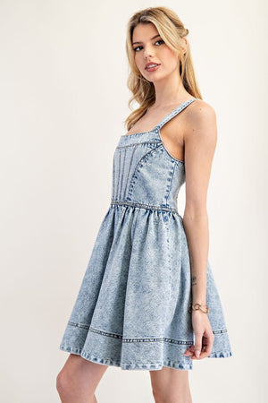 Anna Denim Fitted Top Mini Dress