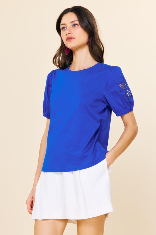 Cutout Embroidery Top