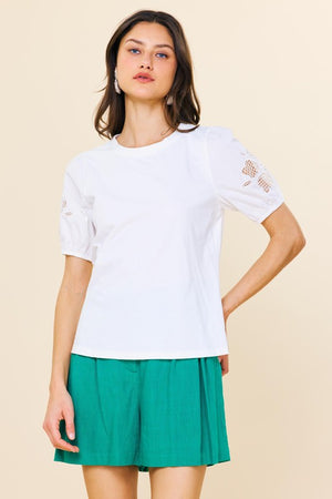 Cutout Embroidery Top