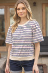 Purple Rib knit stripe top