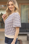 Purple Rib knit stripe top