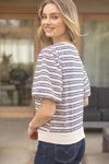 Purple Rib knit stripe top