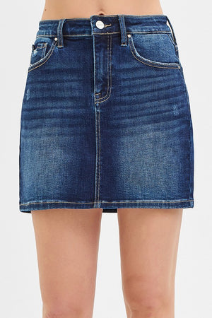Risen Dark Wash Non Distressed Denim Skirt