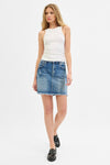 Risen Medium Wash Mid Rise  Denim Skirt