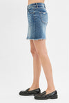 Risen Medium Wash Mid Rise  Denim Skirt