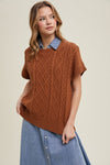 Cable Knit Short Sleeve Sweater Top