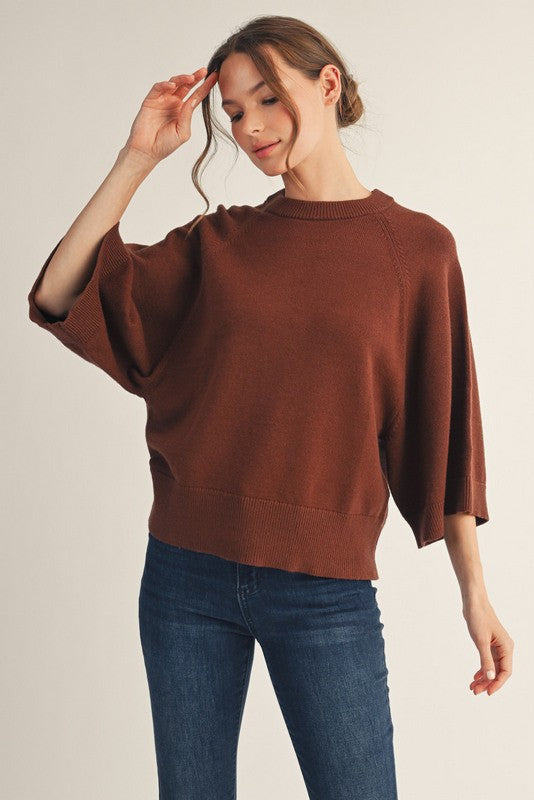 Drop Shoulder Wide Sleeve Sweater