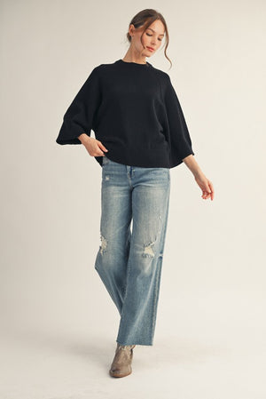Drop Shoulder Wide Sleeve Sweater