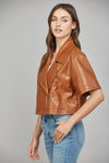 Fate Notch Lapel Collar Faux Leather Jacket