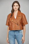 Fate Notch Lapel Collar Faux Leather Jacket