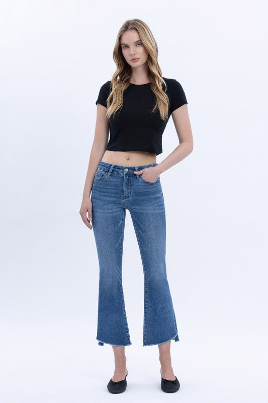 Vervet Mid Rise Step Hem Crop Flare Alison
