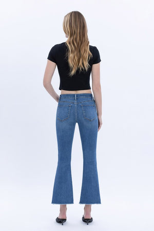 Vervet Mid Rise Step Hem Crop Flare Alison
