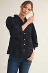 Floral Applique Button Front Blouse