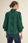 Floral Applique Button Front Blouse