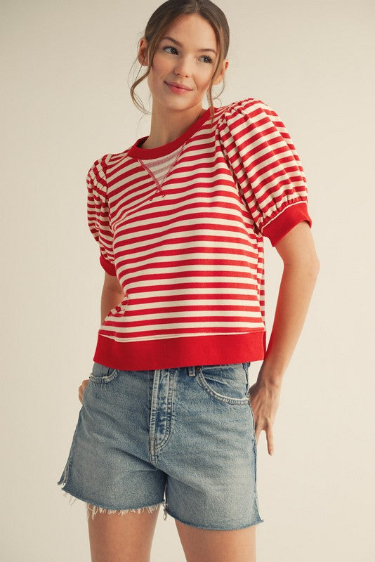 Savanah Stripe Short Sleeve Top