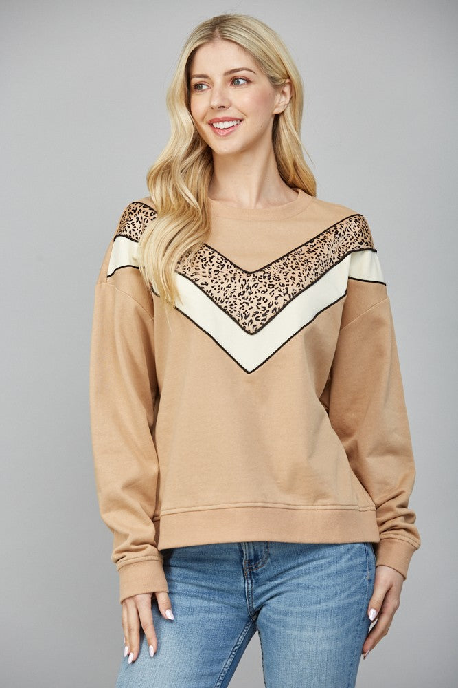 Animal Print VStripe Sweatshirt