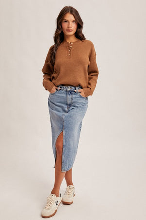 Waffle Button Pullover