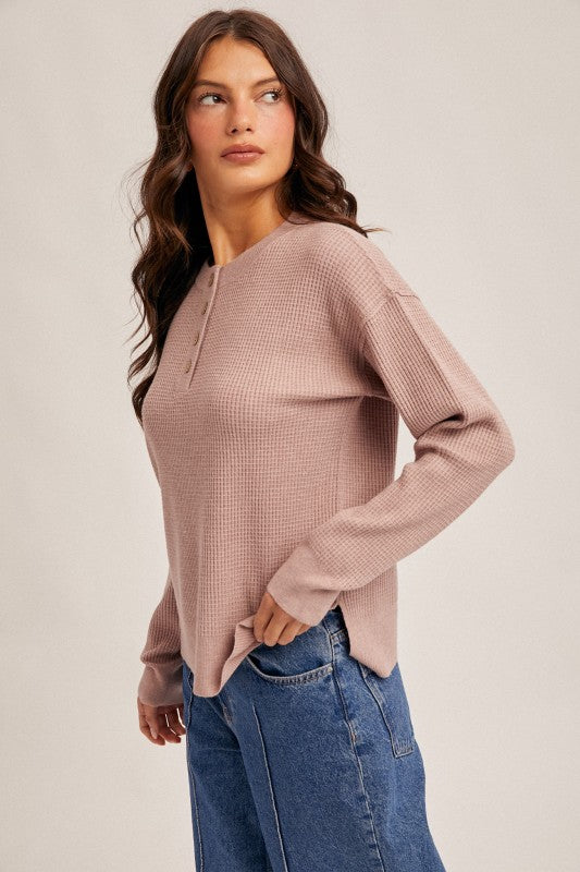Waffle Button Pullover
