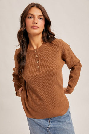 Waffle Button Pullover