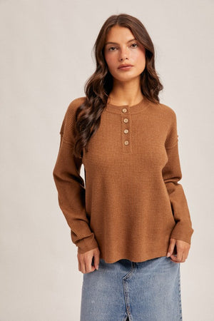 Waffle Button Pullover