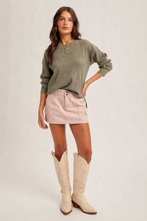 Waffle Button Pullover