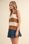 Striped Side Slit Sweater Vest Top