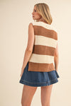 Striped Side Slit Sweater Vest Top