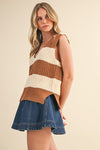 Striped Side Slit Sweater Vest Top