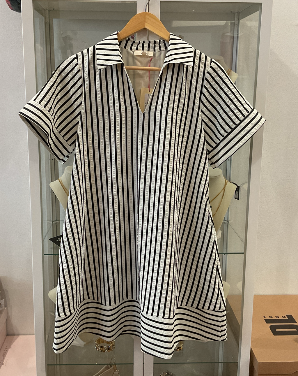 Classic stripe dress with collar