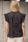 Black Crinkle Texture Blouse