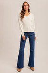 Scallop Edge Vneck Lightweight Sweater